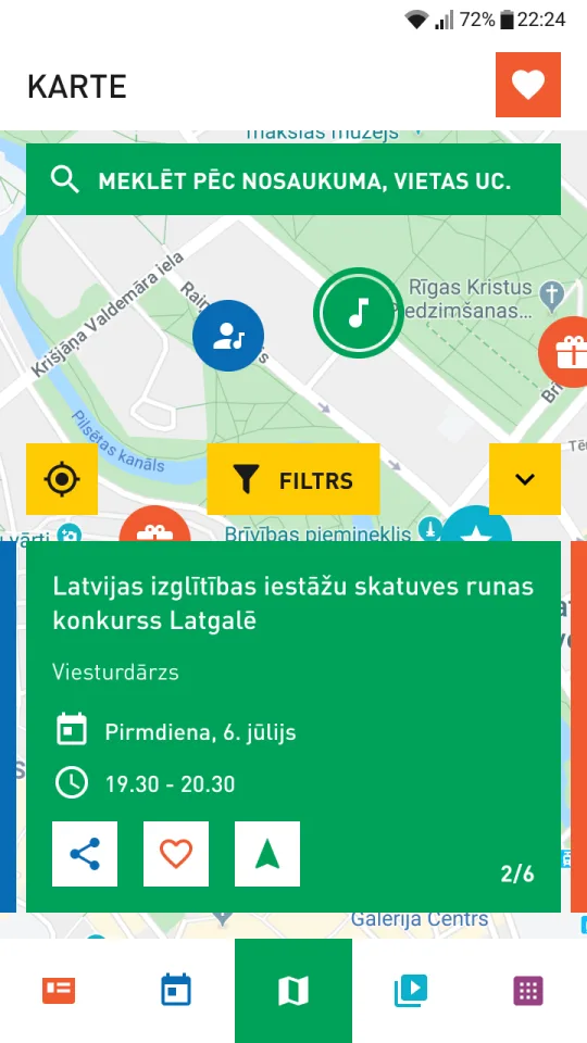 Map with a different venue selected